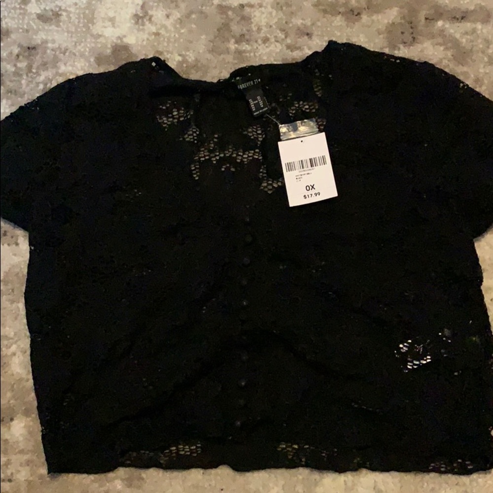 Forever 21 Plus Lace Button-down Crop Top